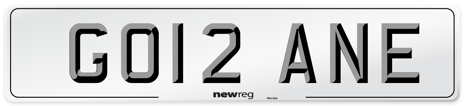 GO12 ANE Number Plate from New Reg